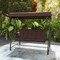 3-Person Outdoor Porch Swing with Adjustable Canopy and Converts to Bed Cushioned Patio Glider